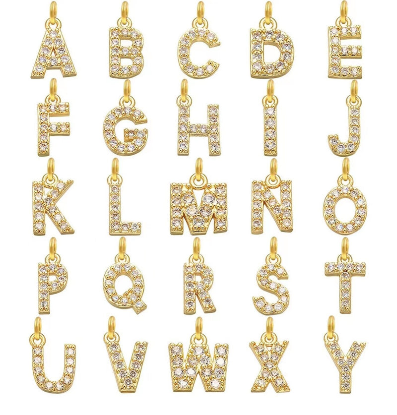 Diamond Letter Charm 18k Gold Necklace