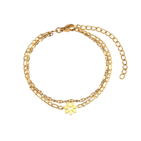 18k Gold Flower Bracelet