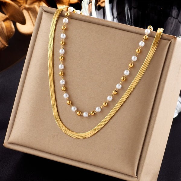 18k Gold The defiance Pearl Necklace Set