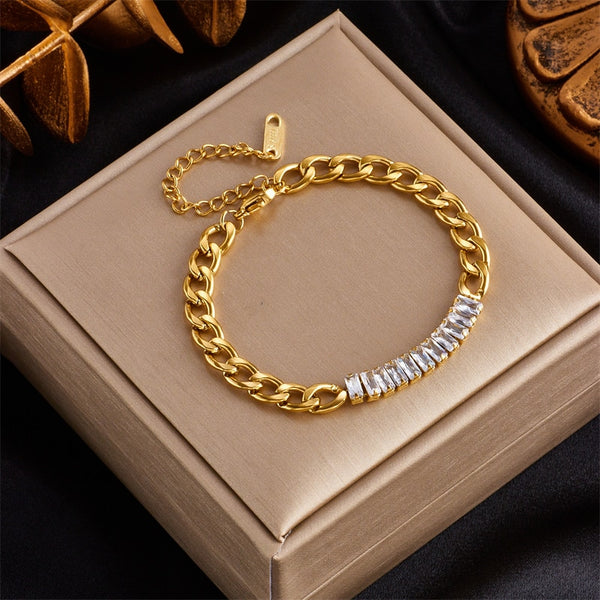 18k Gold Cuban Moissanite Diamond Bracelet