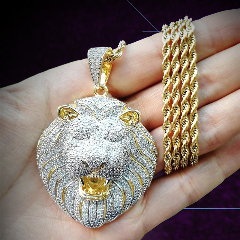 Diamond Lion King Pendant (Cuban/Rope Chain)