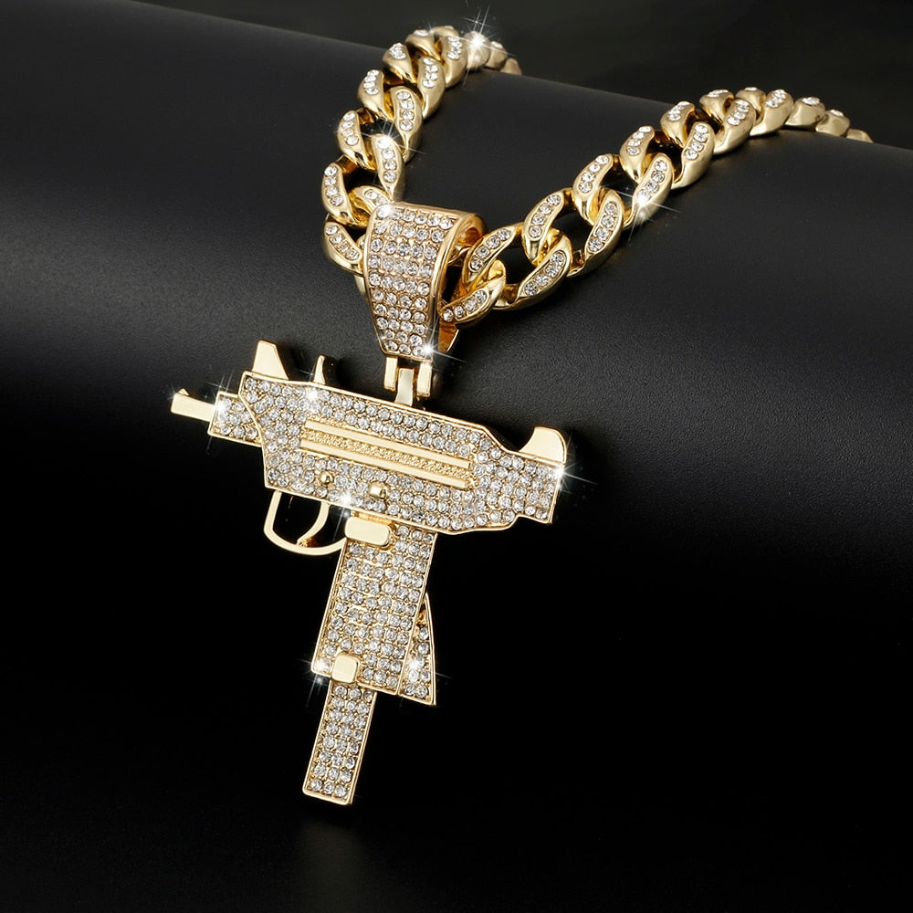 Diamond Uzi pendant Miami Cuban Link