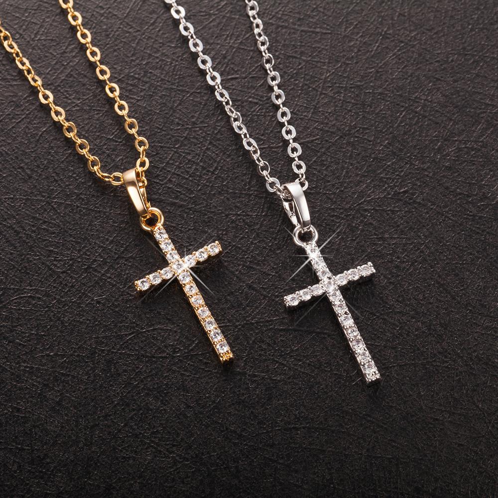 1/4 Carat Diamond Cross Pendant With 18" Chain – 14K White Gold, GH+/SI2-I1 Quality