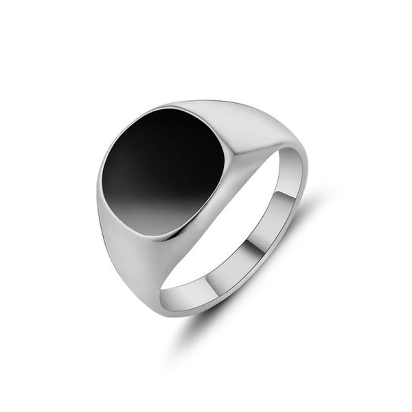 Black Sterling Silver Enamel Ring