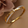 18k Gold Lux Roman Diamond Bangle Bracelet