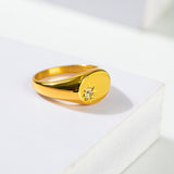 18K Gold Pinkie Diamond Signet Ring