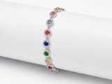 Sterling Silver Moissanite Diamond Infinity Stone Women's Bracelet
