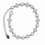 Sterling Silver Moissanite Diamond Clover Royal Bracelet