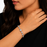 Sterling Silver Moissanite Diamond Sphere Women's Bracelet