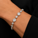 Sterling Silver Moissanite Diamond Sphere Women's Bracelet