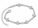 Sterling Silver Moissanite Diamond Clover Van Bracelet