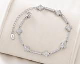 Sterling Silver Moissanite Diamond Clover Van Women's Bracelet