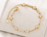 18K Gold Moissanite Diamond Clover Van Bracelet