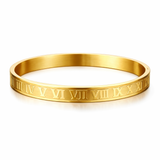18k Gold Roman Numeral Bangle Bracelet