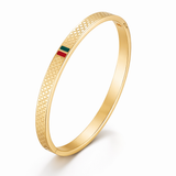 18k Gold Check Bangle Bracelet