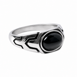 Sterling Silver Black Onyx Trident Stone Ring