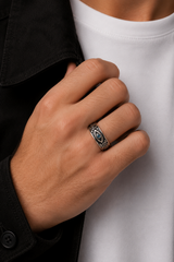 Sterling Silver sapphire evil eye rose ring