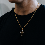 18k Gold Diamond Cross Pendant Chain Necklace