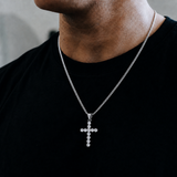 Sterling Silver Diamond Cross Pendant Chain Necklace