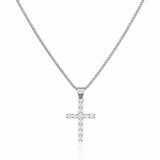 Sterling Silver Diamond Cross Pendant Chain Necklace