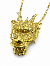 18K Gold Shenron Dragon Pendant Chain Necklace