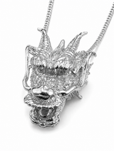 Sterling Silver Shenron Dragon Pendant Chain Necklace