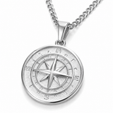 Sterling Silver Compass Pendant Chain Necklace
