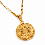 18K Gold Medusa Pendant Chain Necklace