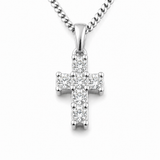 Sterling Silver Mini Diamond Cross Pendant Necklace