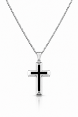 Sterling Silver Big Cross Pendant Chain Necklace