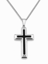 Sterling Silver Big Cross Pendant Chain Necklace