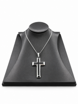 Sterling Silver Big Cross Pendant Chain Necklace