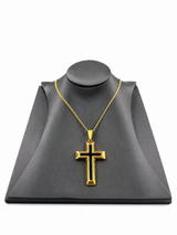 18K Gold Big Cross Pendant Chain Necklace