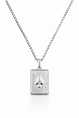 Sterling Silver Ace Card Pendant Chain Necklace