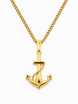 18K Gold Anchor Pendant Chain Necklace