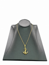 18K Gold Anchor Pendant Chain Necklace