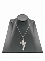 Sterling Silver Big Cross Praying Hands Pendant Chain Necklace