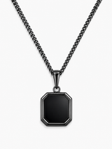 Black Onyx Stone Pendant Chain Necklace