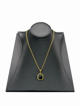 18K Gold Black Onyx Stone Pendant Chain Necklace