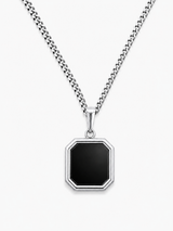 Sterling Silver Black Onyx Stone Pendant Chain Necklace