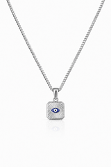 Sterling Silver Women's Evil Eye Pendant Chain Necklace