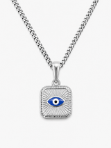 Sterling Silver Women's Evil Eye Pendant Chain Necklace