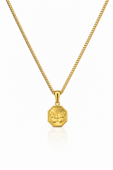 18K Gold Butterfly Hexagon Pendant Chain Necklace