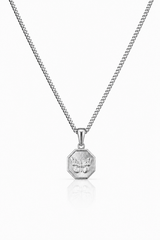 Sterling Silver Women's Butterfly Hexagon Pendant Chain Necklace