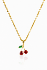 18K Gold Cherry Women's Pendant Chain Necklace