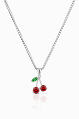 Sterling Silver Women's Cherry Pendant Chain Necklace