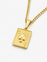 18K Gold Ace Card Pendant Chain Necklace