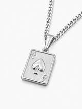 Sterling Silver Ace Card Pendant Chain Necklace