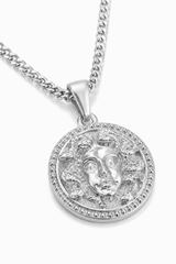 Sterling Silver 3D Medusa Pendant Chain Necklace