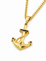 18K Gold Anchor Pendant Chain Necklace